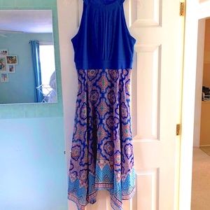 Fully lined handkerchief style summer dress.